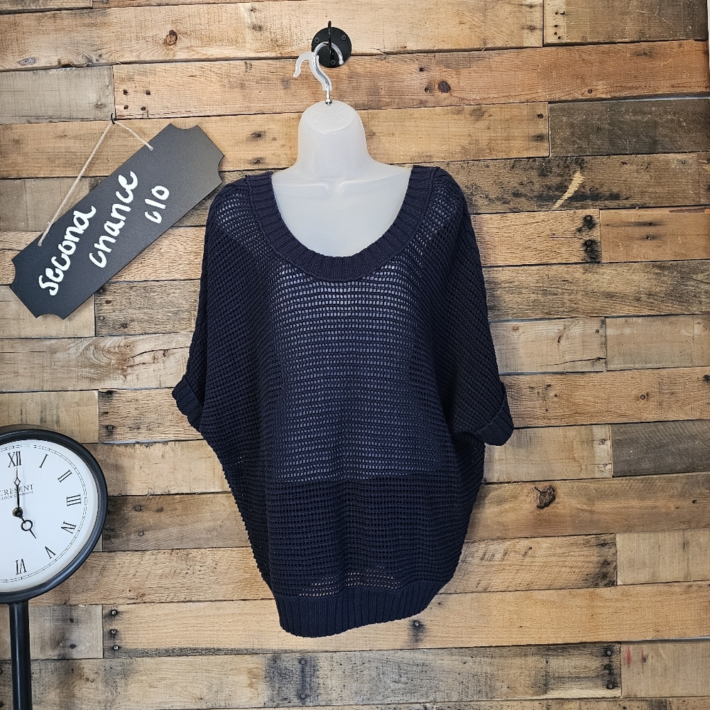 Aerie women's midnight blue open knit sweater size large